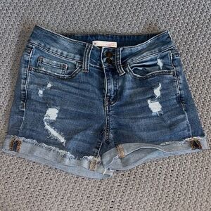 SO brand jean shorts, low rise, blue.